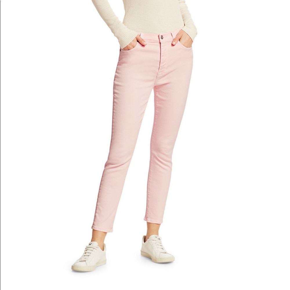 7 For All Mankind Pink “the Cropped Skinny” Jeans